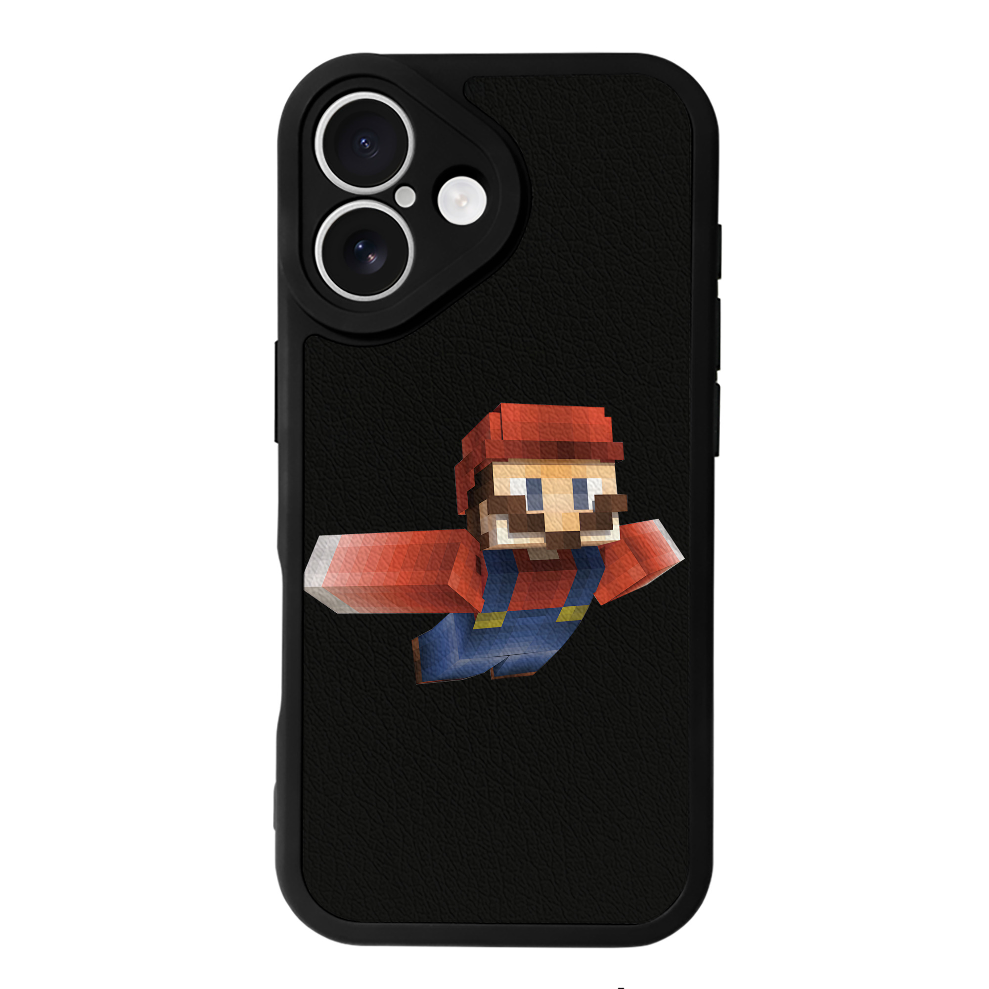 （画像用） マインクラフト ブロックの世界 Minecraft MC Block world 【iPhone 16シリーズ対応】シリコンスマホケース（レザー調） 材質：シリコン